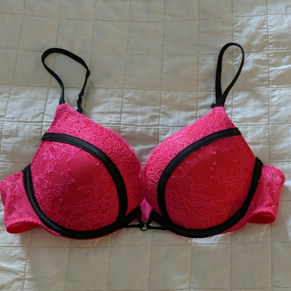 VS Very Sexy Push Up, Pink and Black bra, sz 34B